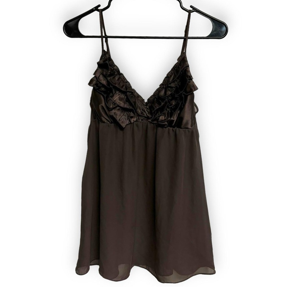 Y2k Fairy Brown Ruffle Sheer Slip Dress Mini Babydoll - Picture 4 of 7